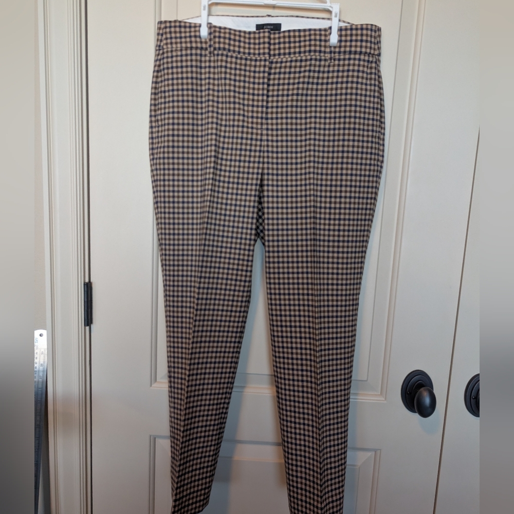 J. Crew Size 10 Cameron Slim Crop Pant In Plaid Stretch Italian Wool, EUC